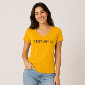 Legacy Gold V-Neck Wordmark Tee | Ladies