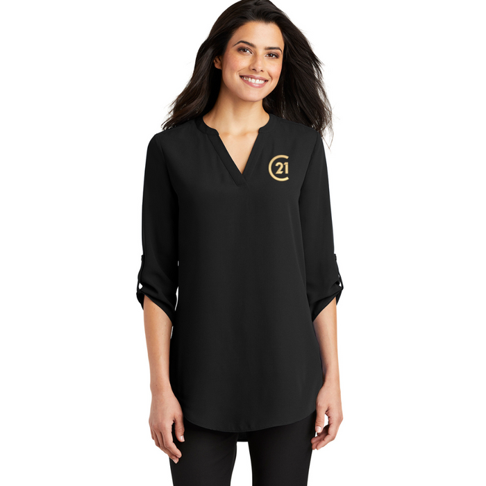 Ladies Black Chiffon Blouse - Embroidered