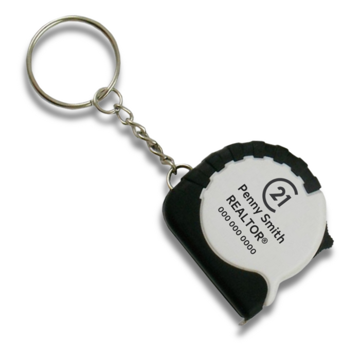 Curve Tape Measure Keychain - Your Logo/Information - NEW!