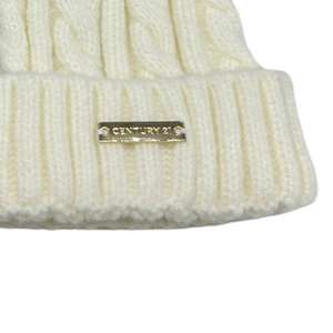 Faux Fur POM Wool Beanie - Cream