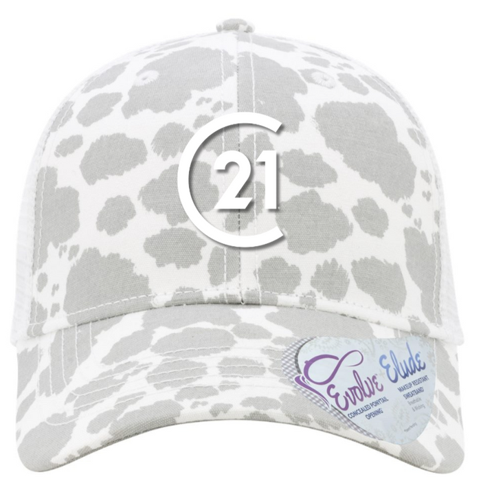 Infinity Her White/Grey Cow Pattern Cap - NEW