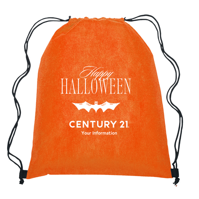 Halloween Orange 80gsm Drawstring Backpack - Personalized