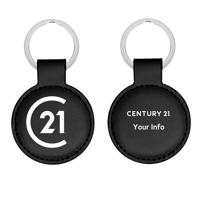 Vegan Leather Round Keychain - Personalized