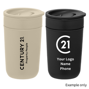Danube  12 oz. Ceramic Tumbler with Recycled Plastic Exterior & Lid - Your Logo/Name