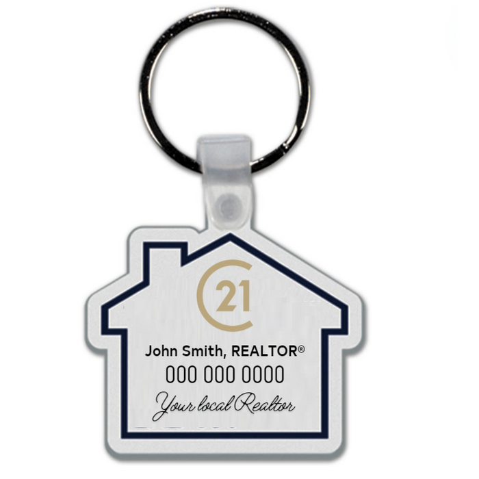 White PVC House Keychain - Your Name/Logo