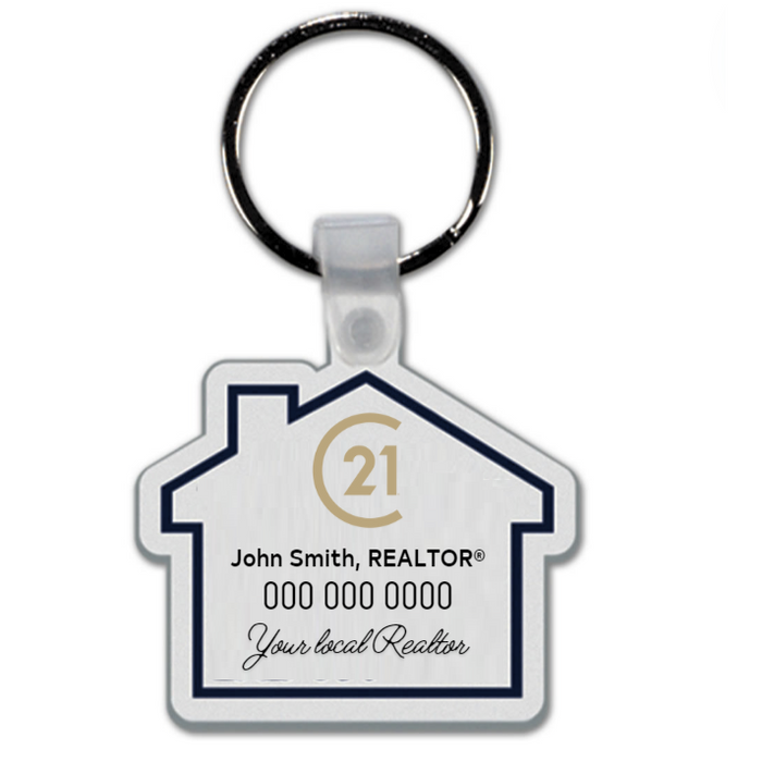 White PVC House Keychain Your Name Logo