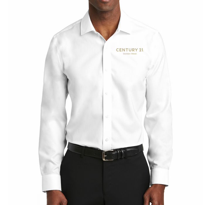 Your Logo Embroidery - Slim Fit White SuperPro Oxford Non-Iron Shirt