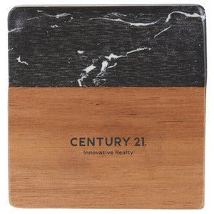 DBA Black Marble and Wood Coaster Set (4 Coasters) - Century 21 Promo Shop USA