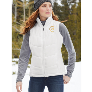 DBA Embroidery - White Ladies Quilted Vest