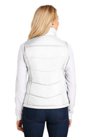 DBA Embroidery - White Ladies Quilted Vest